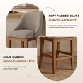 thumbnail image 4 of Set of 2 Chenille Upholstered Bar Stools in Neutral Green 26 Inch Counter Height Chairs with Solid Wood Legs, 4 of 8
