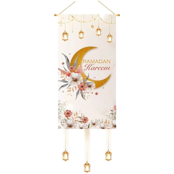 Jiibva Eid Mubarak Decorations Ramadan Kareem Hanging Door Sign Eid Al-Fitr Iftar Party Favor Hanging Flag Ramadan Mubarak Banner Party Decorations Welcome Wall Banner