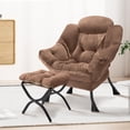 thumbnail image 2 of Moderno accent chair con ottoman, grande lounge chair con foldable footrest, forrado reading chair in dark brown, 2 of 7