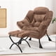 thumbnail image 2 of Moderno forrado accent chair con foldable ottoman - dark brown reading chair para dormitorio, dorm, o oficina, 2 of 7