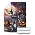 thumbnail image 2 of Spooky Halloween Night Witch French Bulldog Glowing Pumpkins Cozy Fleece Blanket Dog Lover Gifts Warm Soft Throw Blanket - 12015, 2 of 5