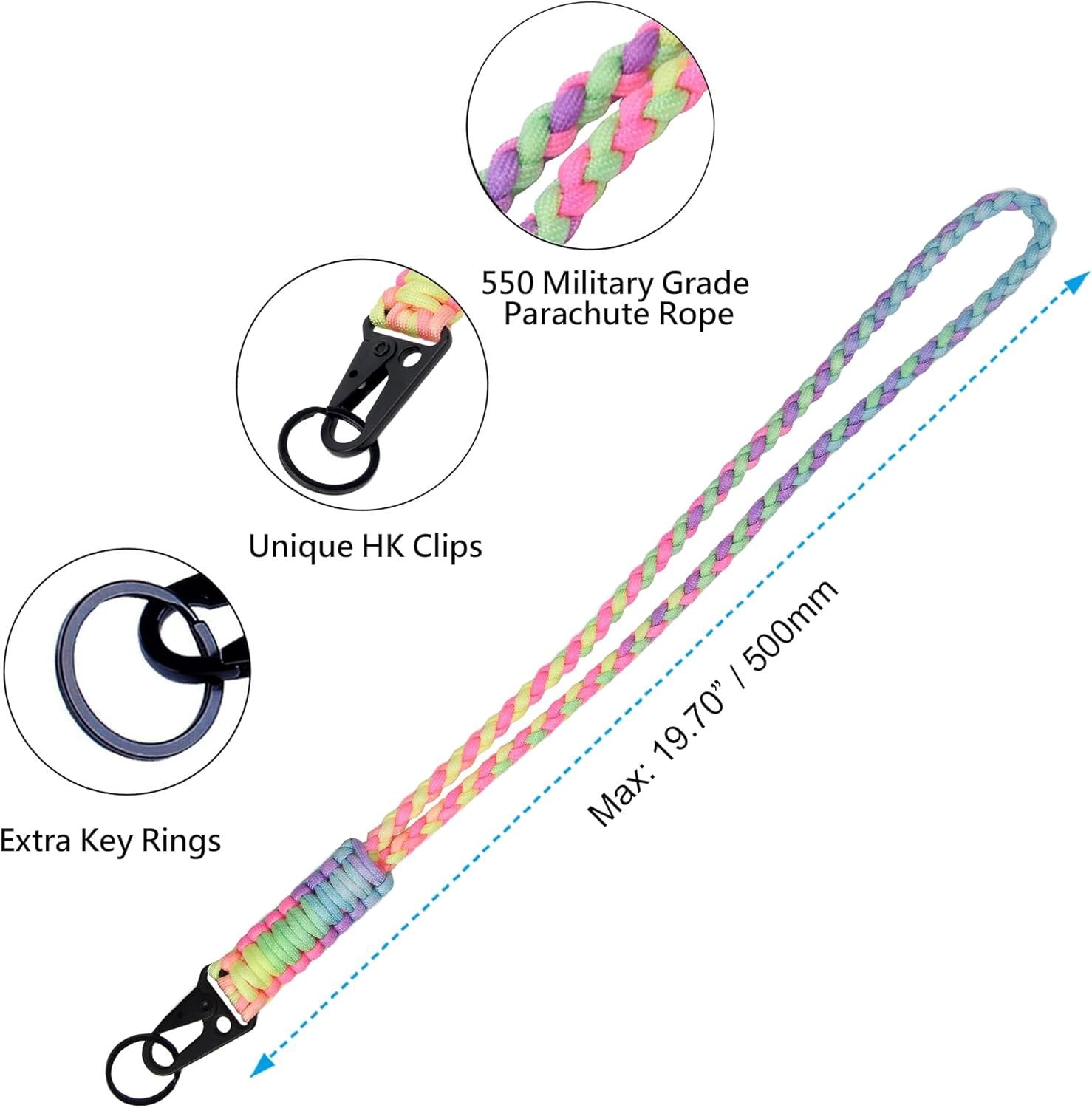 Heavy Duty Paracord Lanyard , Paracord Necklace Cell Phone  Whistles Wrist Braided Strap
