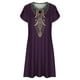 thumbnail image 4 of Puntoco Vestido De Chaleco De Manga Corta Estampado De Verano Suelto Casual Para Mujer Vestido De Cuello Redondo De Manga Corta Púrpura S,Regalos Para Mujer Joven, 4 of 4