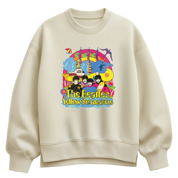 The Beatles - Vintage Yellow Submarine - Ladies Oversized Fleece Crew Sweatshirt Sweatshirt