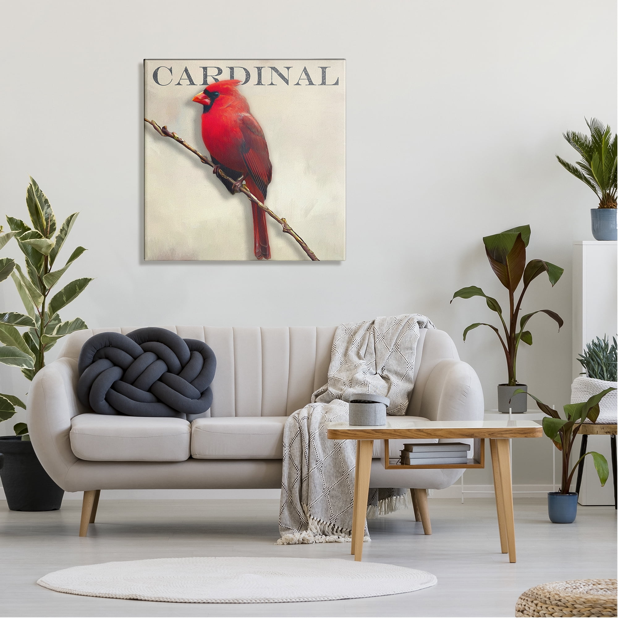 Stupell Industries Bold Red Cardinal Bird Portrait Rustic Text Design Canvas Wall Art, 30 x 30, Design by Alpenglow Workshop