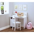 thumbnail image 4 of Study Desk Set, Kid Simple Writing Desk, Wooden Child Desk, Kid Study Table with Chair, Suitable for 3-8 Years Old, Student Learning Computer Workstation and Writing Desk, for Home School, White, 4 of 9