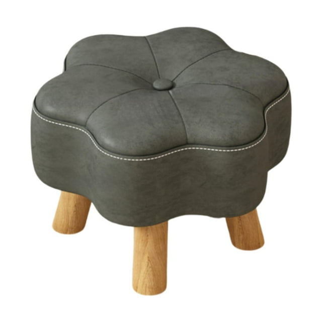 Siruishop Small Foot Stool Modern with Wood Legs Rest Footstool for Couch Office Dorm gray