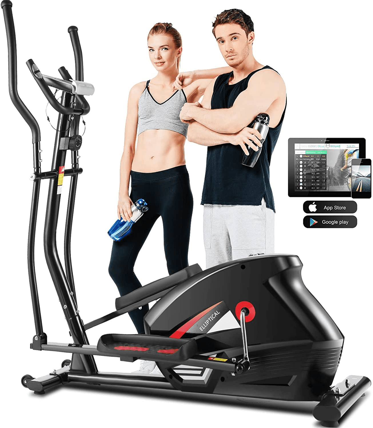 ANCHEER Magnetic Elliptical Machine Portable Trainer Mute LCD Monitor Exercise. 