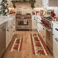 thumbnail image 5 of Sm:)e Poinsettia Christmas Kitchen Rugs and Mats, 17x29Inch and 17x47 Inch, Non Slip Linen Mat Inside Washable for Porch Patio Hallway, 5 of 7