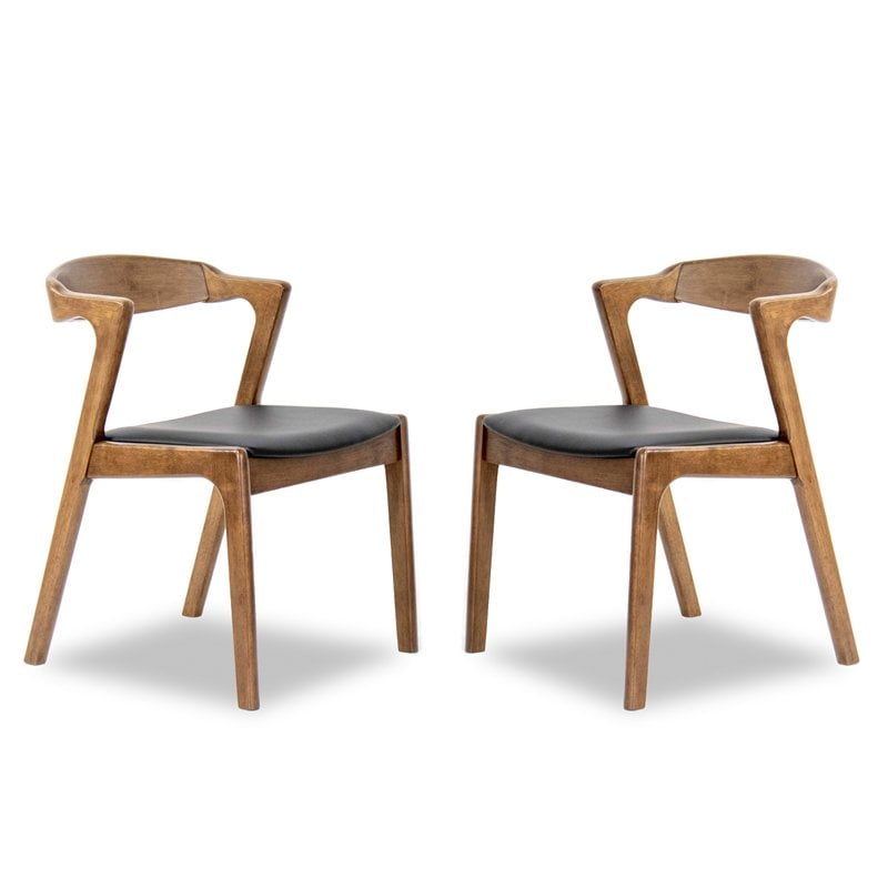 Ashcroft Mid Century Roxy Pu Black, Modern Black Leather Chairs