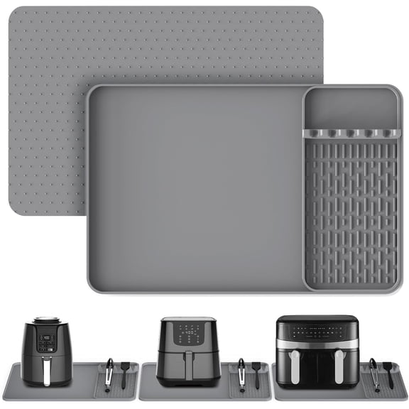 Cfweater Silicone Heat Resistant Mat for Countertop, Non-Slip Air Fryer & Oven Protector Pad, Gray, 24" x 16"