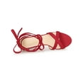 thumbnail image 4 of BLISSFUL STEP Women Velvet Lace-Up Clear Block Heel Sandals Red 6, 4 of 7