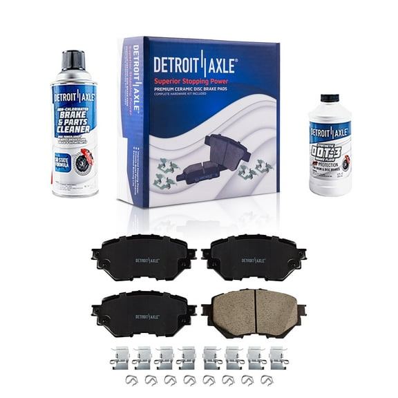 Detroit Axle - Front Ceramic Brake Pads with Hardware Set Replacement for 2014-2018 Mazda 3 Mexico Built - 4pc Set