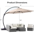 thumbnail image 7 of NIAIZEK 11FT Multicolor Curved Offset Cantilever Patio Umbrella, with Heavy Base and 360° Rotation, 7 of 7
