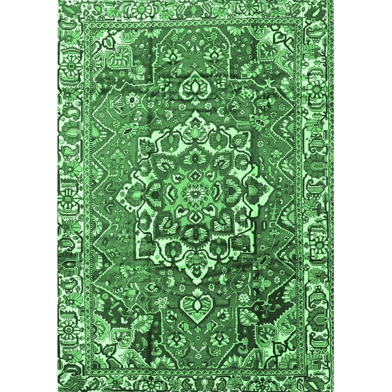 Ahgly Company Indoor Rectangle Persian Emerald Green Traditional Area Rugs, 8' x 12'