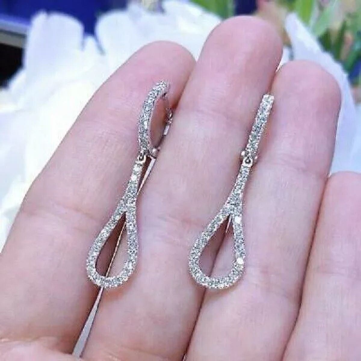 2.50 Ct Round Cut Cubic Zirconia Diamond Drop Dangle Earrings in 14K White Gold Over Sterling Silver – Elegant Women's Jewelry