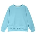 thumbnail image 3 of NAISIBABY Sweatshirt for Girls Boys, Solid Color Crew Neck Middle and Big Child Pullover Casual Tops Light Blue 7-8T, 3 of 5