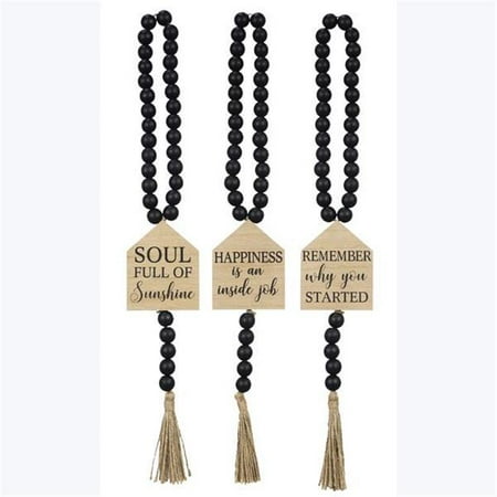 

Youngs 12317 Wood Natural Beads String with Tag Black & White Assorted Style - Set of 3