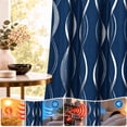 thumbnail image 4 of 100% Blackout Curtains Silver Waves Lines Grommet Thermal Insulated Curtains for Living Room Bedroom Patio Door,NavyBlue,W37 x L84 inch (4 Panels), 4 of 8