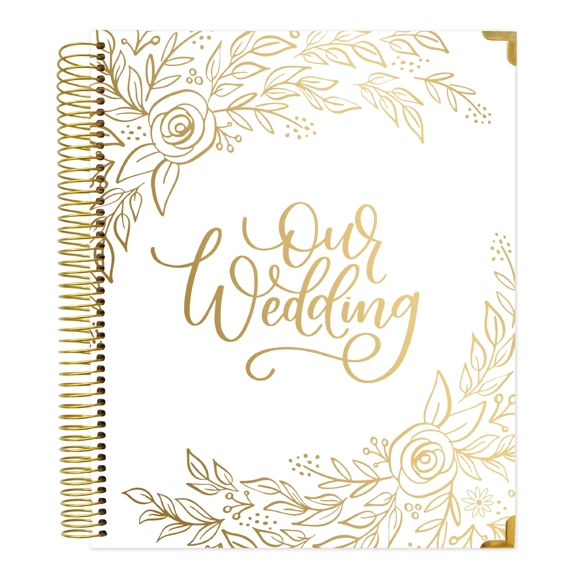 bloom daily planners Undated Wedding Planner and Organizer, Gold Floral, 9" x 11"