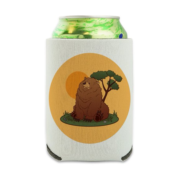 Chubby Grizzly Bear Can Cooler - Drink Sleeve Hugger Collapsible Insulator - Beverage Insulated Holder