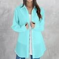 thumbnail image 3 of Oversized Button Down Shirts for Women, Yigetop Women Long Sleeve Solid Color Tops Long Loose Thin Plus Size Shirts Blouses Tops Button Up Shirt Women Light Blue 3XL, 3 of 6