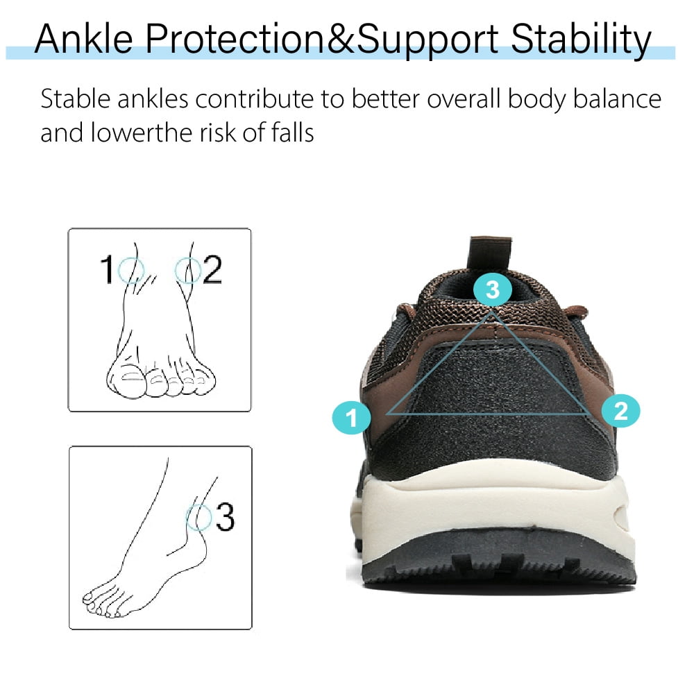 Mens Hiking Shoes Outdoor Lightweight Non-slip Breathable Sneakers Trekking Waterproof Comfortable Off-Road Shoes Brown 9.5 US