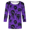 thumbnail image 4 of Wensltd Womens Casual Halloween 3/4 Sleeve Crew Neck Tee Shirts Leopard Pumpkin Shirts Fall Tops, 4 of 5
