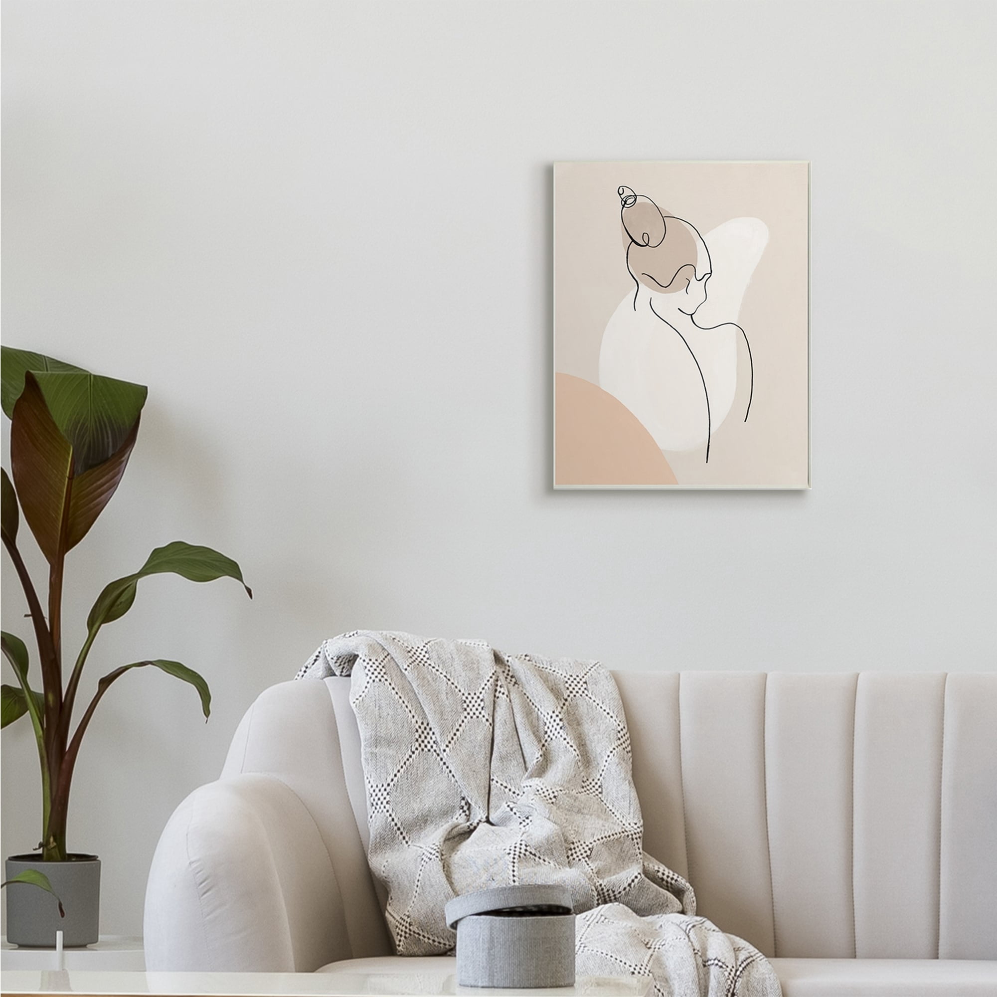 Stupell Industries Abstract Female Line Drawing over Abstract Shapes,13 x 19,Designed by Patricia Pinto