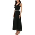 thumbnail image 4 of INSPIRAR CHIC Vestido de cóctel sin mangas con encaje y escote en V para mujeres, invitada de boda, color negro, 4 of 6
