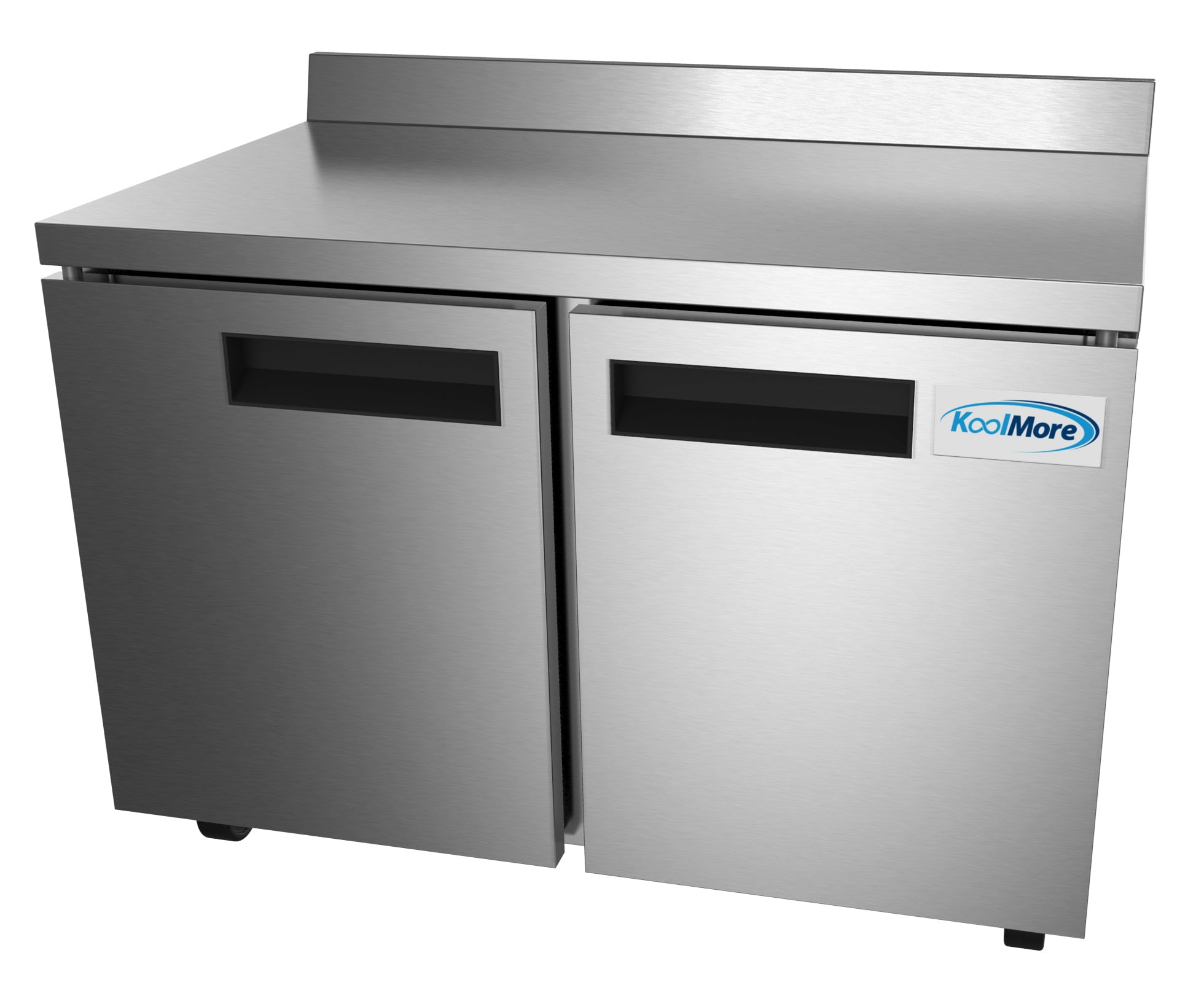 KoolMore 48 in. Stainless Steel Two-Door Worktop Commercial Freezer with 3.5 in. Backsplash, 12 Cu. ft.