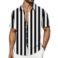 thumbnail image 2 of PNTUTB Summer Men's Fashion Vertical Stripe Print Casual Collared Short Sleeve Button Front Loose Comfortable Top, 2 of 6