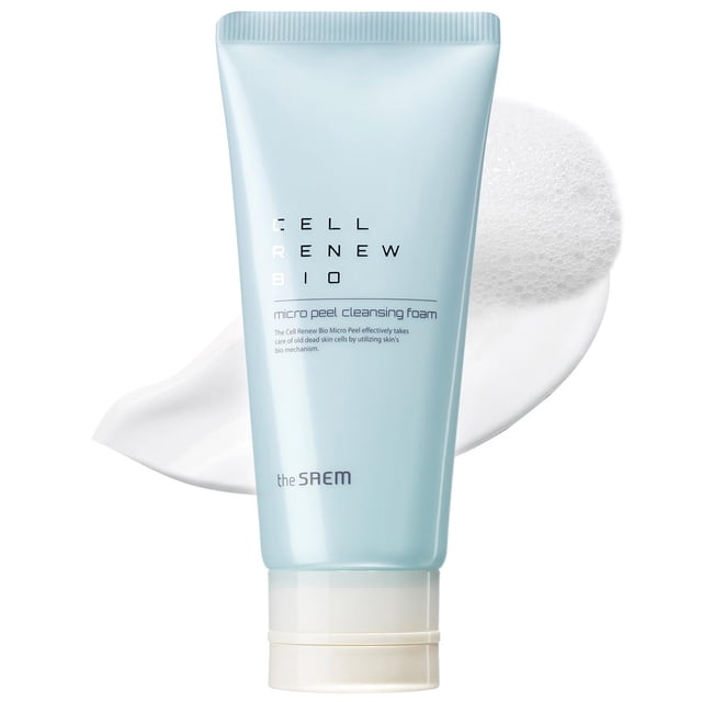 Espuma limpiadora THESAEM Cell Renew Bio Micro Peel - Enzima PHA Exfoliante profundo, cuidado calmante e hidratante, espuma exfoliante facial suave y rica para todo tipo de piel, 5.75 oz.