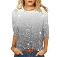 thumbnail image 1 of Xuewenshw T-Shirt Décontracté à Manches 3/4 Col Rond Imprimé Floral pour Femmes pour Usage Quotidien Manches Longues Ajusté, 1 of 5