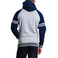 thumbnail image 3 of G-Style USA Men's Heavyweight Contrast Raglan Striped Sleeve Fleece Pullover Hoodie Sweatshirt MH13115 - Heather Gray/Royal Caviar - X-Large, 3 of 6