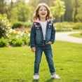 thumbnail image 6 of Peacolate 2-11Y Little&Big Girls Sequin Denim Jacket Children Embroidery Jean Outerwear,Butterfly,6-12Months, 6 of 7