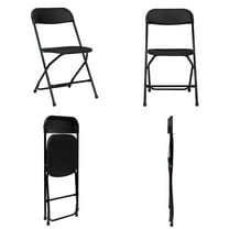 Wubio 4 Pack Commercial Contoured Folding Chairs Set Steel Frame Plastic Seat Black