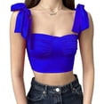 thumbnail image 1 of Camiseta sin mangas con tirantes para mujer, de color puro, ajustable, transpirable, agradable para la piel, corta, sin mangas, para fiesta en la playa, azul M, 1 of 6