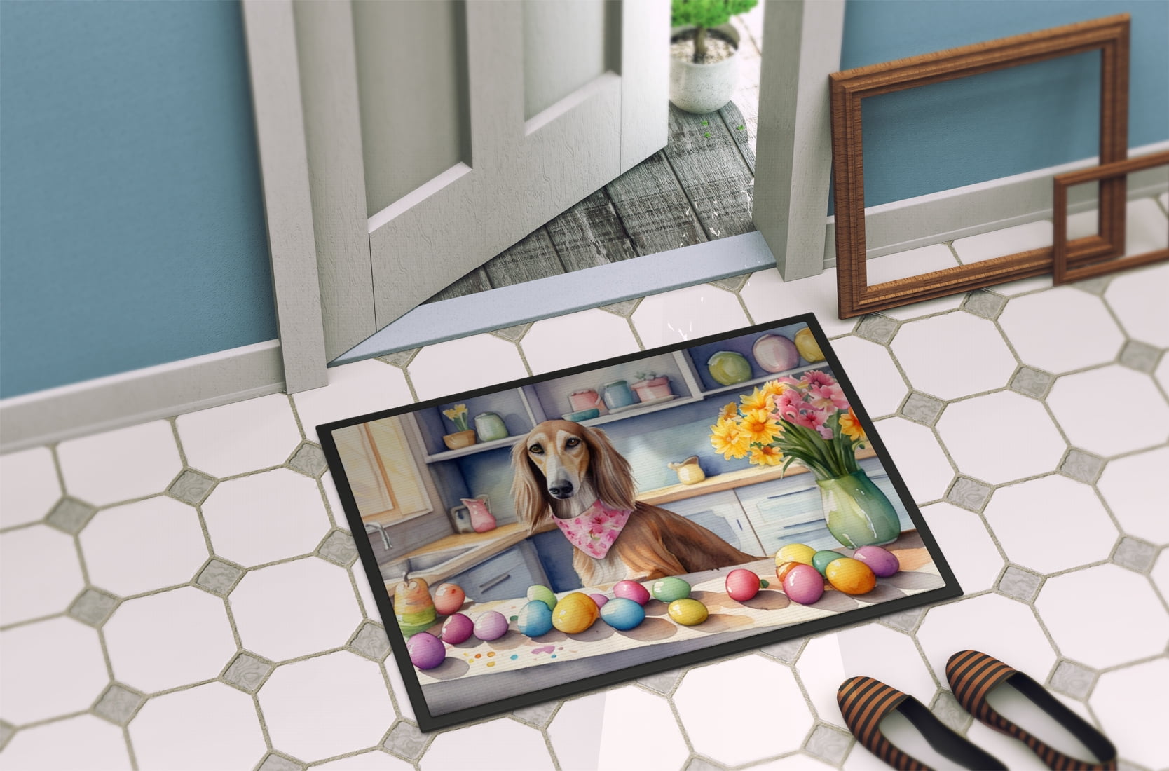 Decorating Easter Saluki Doormat 27 in x 18 in