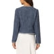 thumbnail image 3 of BLAZER CORTO DE OFICINA ABIERTO DE TWEED A CUADROS PARA MUJERES INSPIRADOR CHIC XL AZUL OSCURO, 3 of 6