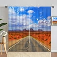 thumbnail image 3 of Landscape Curtains Rod Pocket Blackout Room Darkening Curtains with Highway Blue Sky White Clouds Print Pattern Nature Scenery Theme Window Drapes for Bedroom Living Room 2 Panels 42 x 63 Inch, 3 of 6