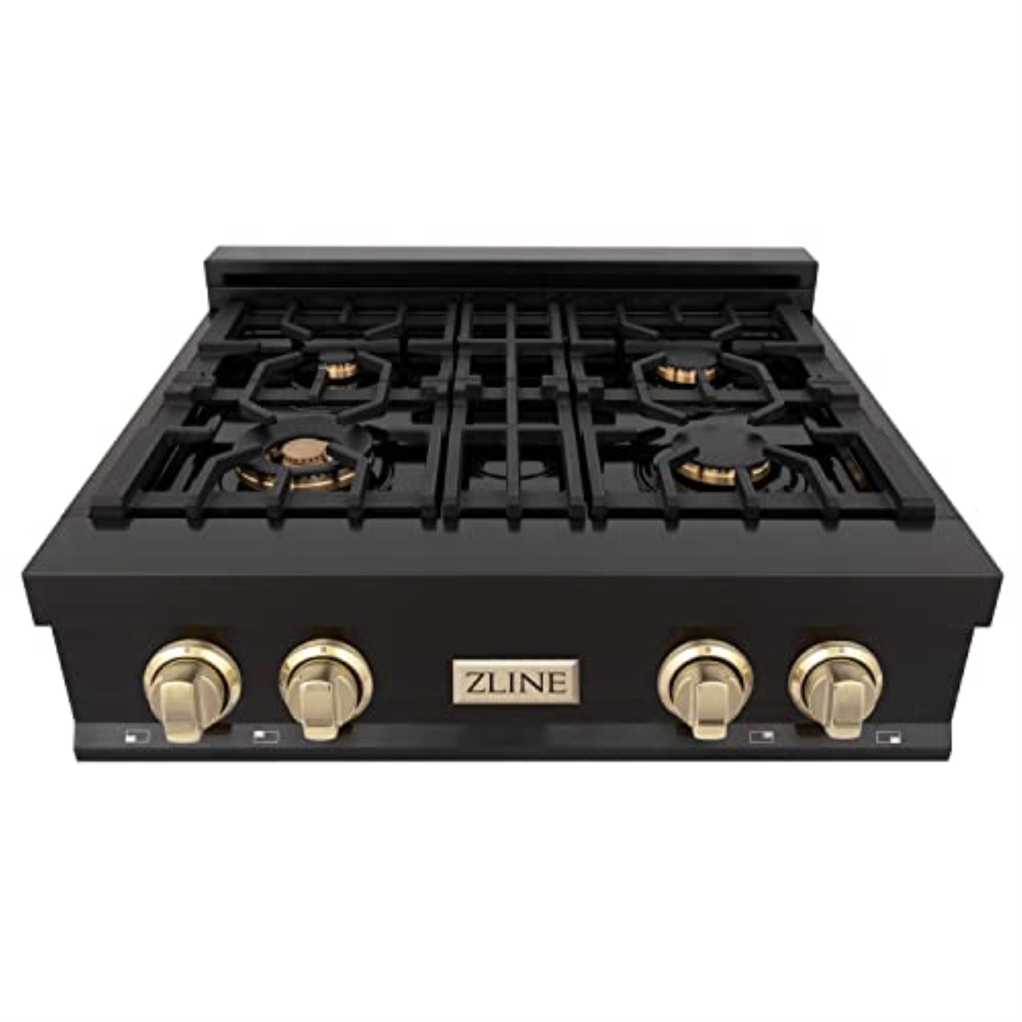ZLINE 30 in. Autograph Edition Rangetop in Black Stainless Steel with Gold Accents (RTBZ-30-G)