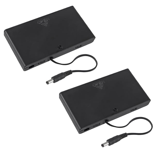 Paquete de 2 paquetes de baterías de 12 V y 8 AA con conector DC