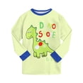thumbnail image 4 of Wenfanal Boy's Long Sleeve Fleece Pajama Set, 2-Piece Toddler Kids Pajamas Boys Set Comfortable Soft Cute Boys Home Pajama Set Size 8-9 Years,Light Green, 4 of 7