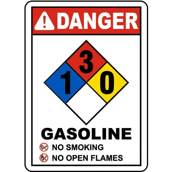 Vinyl Stickers - NFPA Gasoline 1-3-0 Sign - Safety and Warning Warehouse Signs Stickers - 3.5" x 5" - 3 Pack