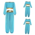 thumbnail image 5 of inhzoy Kids Girls 2-Piece Belly Dance Sequin Tassels Top & Pants Carnival Performance Outfit Turquoise 12, 5 of 6