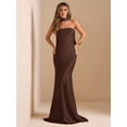 thumbnail image 5 of Coffee Brown Strapless High-Neck Mermaid Maxi Dress For Formal Party Cocktail Wedding Bridesmaid, 5 of 7