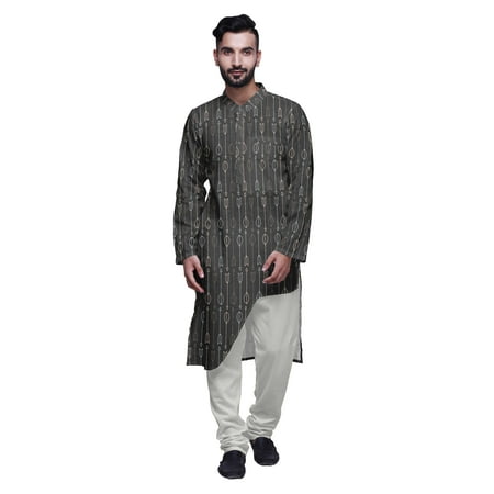 

Atasi Printed Long Asymmetric Kurta Pajama Set For Men Party Wear Clothing