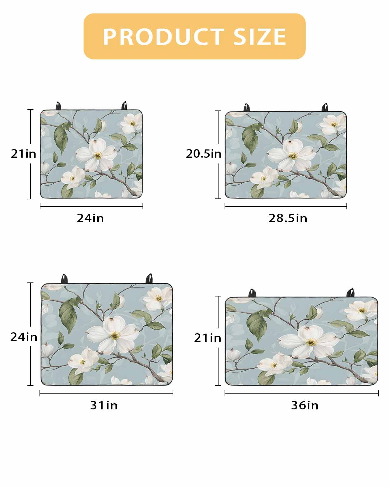 nqOlkjepod Large Induction Cooktop Protector Mat 36"x21", Elegant Floral Stove Top Covers for Electric Stove, Watercolor Blue Garden Floral Spring Stove Burner Cover Mats, Glass Top Stove Cover