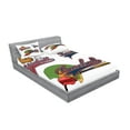 thumbnail image 2 of Ambesonne Colorful Fitted Sheet & Pillow Sham Set, Baseball Mitt Ball, Queen, Multicolor, 2 of 2